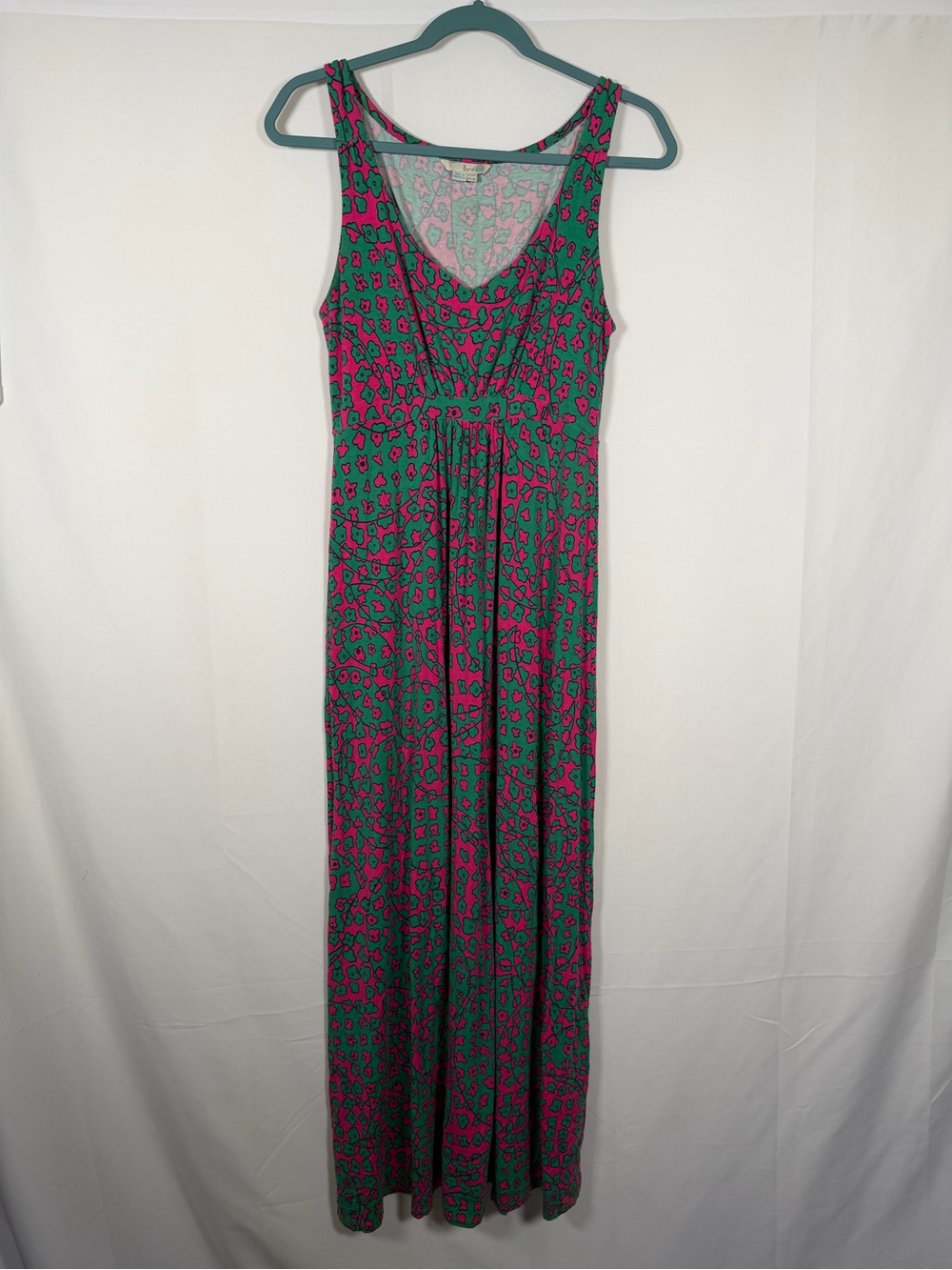 Boden Pink &‎ Green Sleeveless Printed Maxi Dress